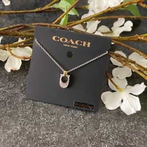 COACH NWT Silver Pave Signature Necklace
